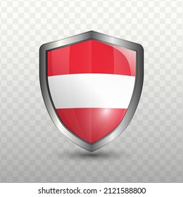 Vector illustration. Shield with Flag of Austria on transparent background(PNG).