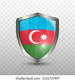 Ilustración vectorial. Escudo con bandera de Azerbaiyán sobre fondo transparente (PNG).