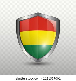 Ilustración vectorial. Escudo con bandera de Bolivia sobre fondo transparente (PNG).