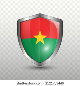 Ilustración vectorial. Escudo con bandera de Burkina Faso sobre fondo transparente (PNG).