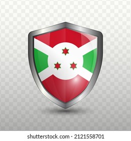 Vector illustration. Shield with Flag of Burundi on transparent background(PNG).