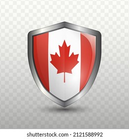 Vector illustration. Shield with Flag of Canada on transparent background(PNG).
