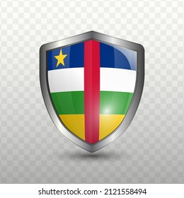 Vector illustration. Shield with Flag of Central African Republic on transparent background(PNG).