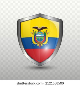 Vector illustration. Shield with Flag of Ecuador on transparent background(PNG).