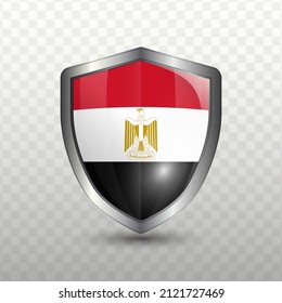 Vector illustration. Shield with Flag of Egypt on transparent background(PNG).