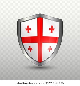Vector illustration. Shield with Flag of Georgia on transparent background(PNG).