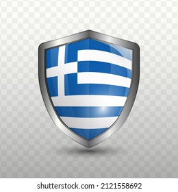 Vector illustration. Shield with Flag of Greece on transparent background(PNG).
