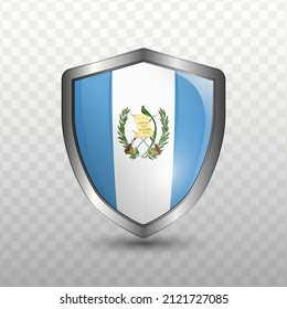 Vector illustration. Shield with Flag of Guatemala on transparent background(PNG).