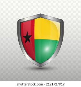 Vector illustration. Shield with Flag of Guinea-Bissau on transparent background(PNG).
