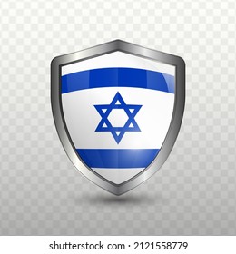 Vector illustration. Shield with Flag of Israel on transparent background(PNG).