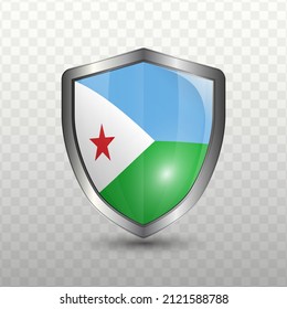 Vector illustration. Shield with Flag of Jibouti on transparent background(PNG).