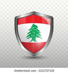 Ilustración vectorial. Escudo con bandera de los libaneses sobre fondo transparente (PNG).