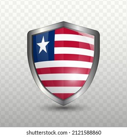 Vector illustration. Shield with Flag of Liberia on transparent background(PNG).