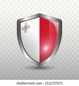 Vector illustration. Shield with Flag of Malta on transparent background(PNG).