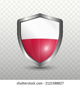 Vector illustration. Shield with Flag of Poland on transparent background(PNG).