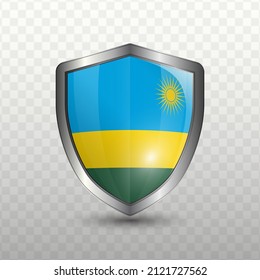 Ilustración vectorial. Escudo con bandera de Ruanda sobre fondo transparente (PNG).