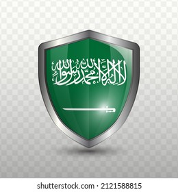 Vector illustration. Shield with Flag of Saudi Arabia on transparent background(PNG).
