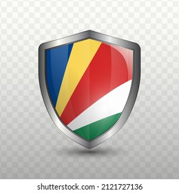 Vektorgrafik. Schild mit Flagge der Seychellen auf transparentem Hintergrund (PNG).
