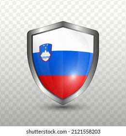Vector illustration. Shield with Flag of Slovenia on transparent background(PNG).