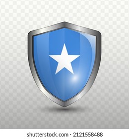 Ilustración vectorial. Escudo con bandera de Somalia sobre fondo transparente (PNG).
