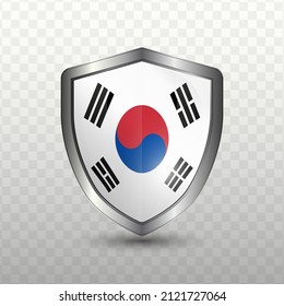Vector illustration. Shield with Flag of South Korea on transparent background(PNG).