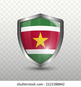 Ilustración vectorial. Escudo con bandera de Surinam sobre fondo transparente (PNG).
