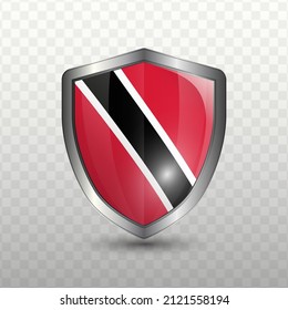 Vector illustration. Shield with Flag of Trinidad and Tobago on transparent background(PNG).