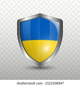 Vector illustration. Shield with Flag of Ukraine on transparent background(PNG).