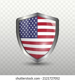 Vector illustration. Shield with Flag of USA on transparent background(PNG).