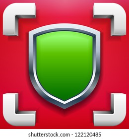 Vector illustration of shield with frame