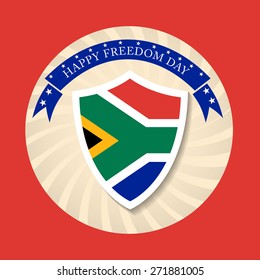 Vector illustration of a shield for Happy Freedom Day in red background.