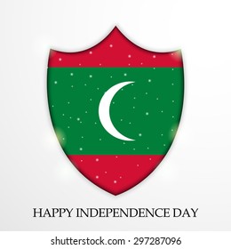Vector illustration of a shield for Happy Independence Day with Maldives flag.
