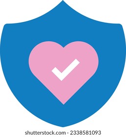 Ilustración vectorial del escudo con el corazón. Protección y seguridad.