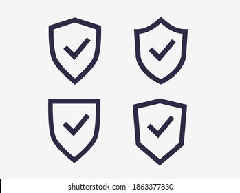 Vector illustration of shield icon. Shield with a check mark in the middle Protection icon concept
