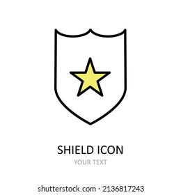 Vector illustration with shield icon. Security symbol. Art can be used for graphic and web design.