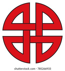 Vector illustration shield knot ancient symbol isolated on white background.  Protection sign 