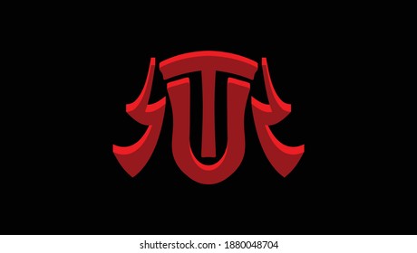 Vector Illustration of Shield Letter T and U Logo Design
