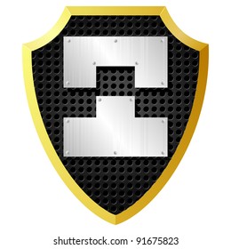 Vector illustration of a shield with metal pieces