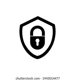 Vector illustration of shield and padlock symbol icon on white background
