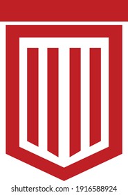 Ilustración vectorial de la plantilla de logotipo combinado de escudo y pilar