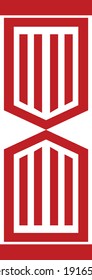 Ilustración vectorial de la plantilla de logotipo combinado de escudo y pilar
