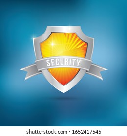Vector illustration of shield with ribbon