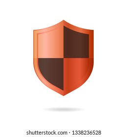 Vector illustration of shield security icon with shadow.