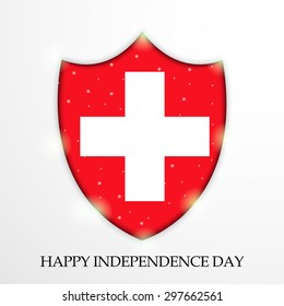 Vector illustration of a shield for switzerland Independence Day.