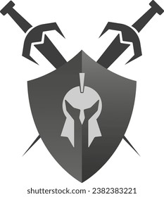 ilustración vectorial escudo espada y casco en fondo transparente