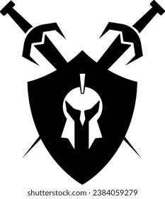 vector illustration shield sword and helmet on transparent background