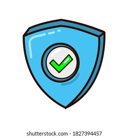Vector illustration of a shield symbol. Describes a security