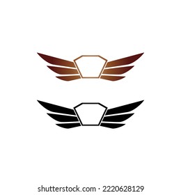 Vector illustration of shield and wings for icons, symbols or logos. wings and shield flat logo