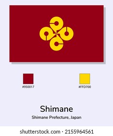 Vector Illustration of Shimane Prefecture flag isolated on light blue background. Shimane Prefecture flag with Color Codes. As close as possible to the original. ready to use, easy to edit.
