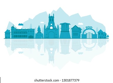 Ilustración vectorial de Shimla . Aislado sobre fondo blanco.